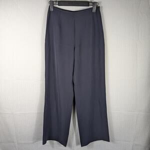 Petite Sophisticate Pants 6P Womens Navy Blue Wide Leg Dress Lined Acetate